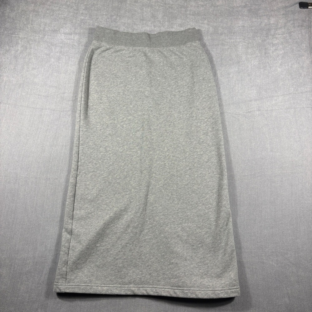 Gap Womens Heather Gray Fleece Midi Skirt Size S Tall Elastic Waist Back Vent